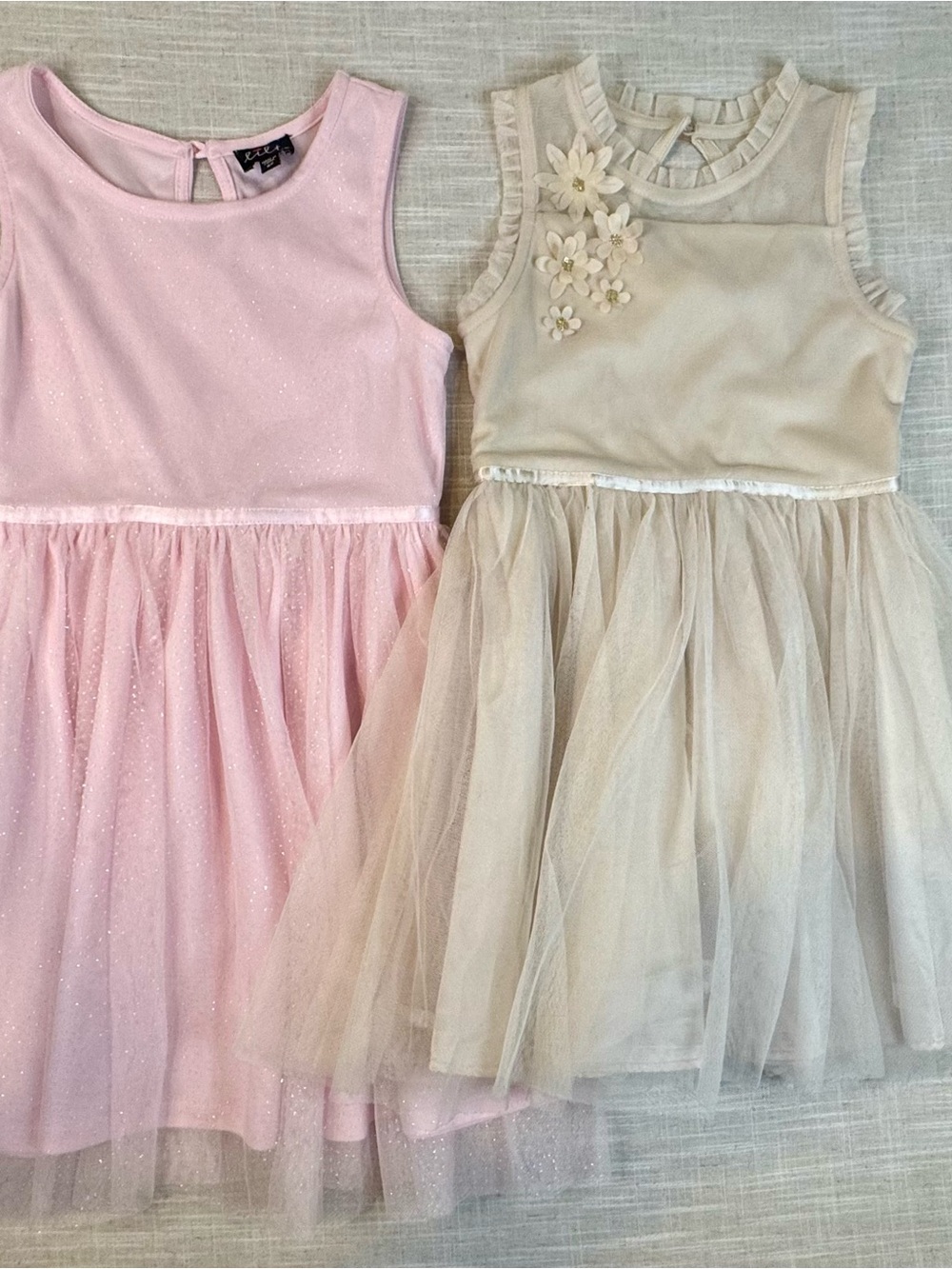 Girls Pink and Cream Tulle Party Dresses Lot of 2 Cat & Jack Mixed brands